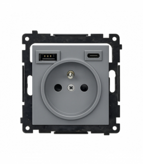Gniazdo z ładowarką USB, C+A, (moduł), 2,1A, 16A, grafitowy mat Simon 55 TGZ1ZUSB2CA.01/116