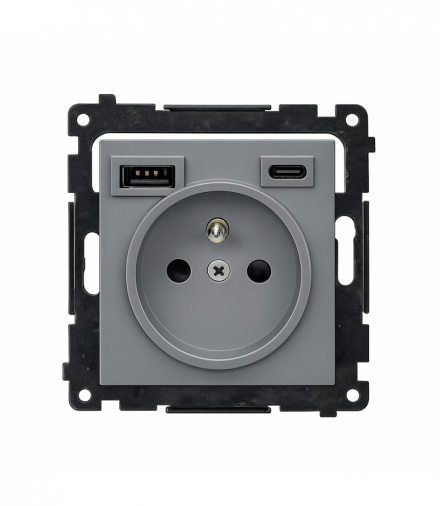 Gniazdo z ładowarką USB, C+A, (moduł), 2,1A, 16A, grafitowy mat Simon 55 TGZ1ZUSB2CA.01/116