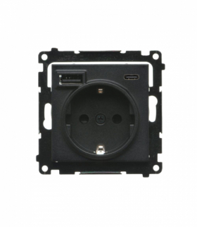 Gniazdo z ładowarką USB, C+A, (moduł), 2,1A, 16A, czarny mat Simon 55 TGSZ1ZUSB2CA.01/149