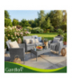 Meble ogrodowe technorattanowe ciemno szary Gardlov - zestaw 2 krzeseł, sofa, stolik ze szkłem i poduszkami antracyt Gardlov 26907 18859