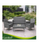 Meble ogrodowe technorattanowe ciemno szary Gardlov - zestaw 2 krzeseł, sofa, stolik ze szkłem i poduszkami antracyt Gardlov 26907 18859
