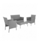 Meble ogrodowe technorattanowe ciemno szary Gardlov - zestaw 2 krzeseł, sofa, stolik ze szkłem i poduszkami szare Gardlov 26910 18877