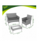 Meble ogrodowe technorattanowe ciemno szary Gardlov - zestaw 2 krzeseł, sofa, stolik ze szkłem i poduszkami szare Gardlov 26910 18877
