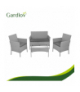 Meble ogrodowe technorattanowe ciemno szary Gardlov - zestaw 2 krzeseł, sofa, stolik ze szkłem i poduszkami szare Gardlov 26910 18877