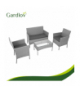 Meble ogrodowe technorattanowe ciemno szary Gardlov - zestaw 2 krzeseł, sofa, stolik ze szkłem i poduszkami szare Gardlov 26910 18877