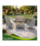 Meble ogrodowe technorattanowe ciemno szary Gardlov - zestaw 2 krzeseł, sofa, stolik ze szkłem i poduszkami szare Gardlov 26910 18877