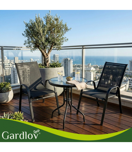Zestaw mebli balkonowych, stolik + 2 krzesła, meble na taras, do ogrodu, Gardlov 18870