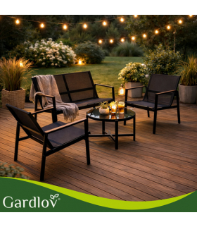 Zestaw mebli balkonowych, stolik + sofa + 2 krzesła, meble na taras, do ogrodu, Gardlov 18879