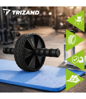 Koło do ćwiczeń mięśni brzucha, ABS Roller Wheel + mata pod kolana EVA czarne TRIZAND 18892