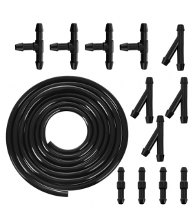 Zestaw naprawczy spryskiwaczy samochodowych, wężyk PVC, 2m, 4/5mm, trójniki T Y i złączki, czarny Xtrobb 18883