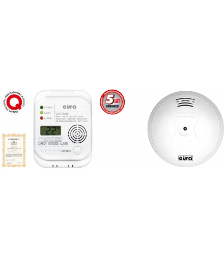 ZESTAW CZUJNIKÓW CZADU I DYMU EURA CSD-02N9 bateryjny