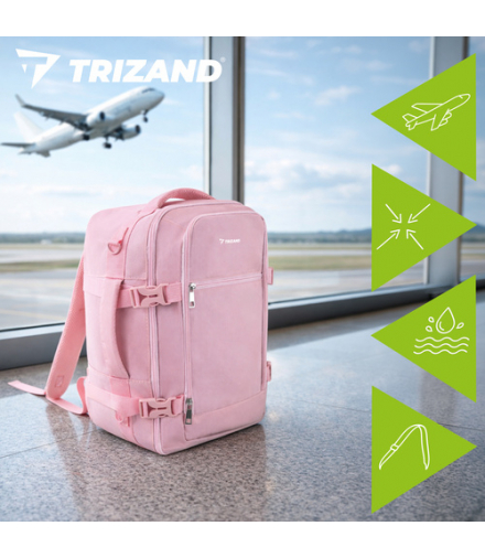 Plecak podróżny, turystyczny, do samolotu, 40x25x20cm, 20L, bagaż podręczny 2w1, Ryanair, Wizz Air, easyJet, różowy, Trizand 18902