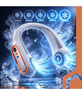 Wentylator na szyję, mini wiatrak przenośny, bezprzewodowy, chłodzący, na USB-C, Ruhhy 18863