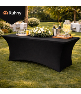 Pokrowiec na stół, 180x75x75cm, elastyczny obrus, bankietowy, cateringowy, czarny Ruhhy 18862