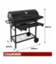 Grill ogrodowy, węglowy z pokrywą, półkami, popielnikiem i termometrem, 2 ruszty + pokrowiec + akcesoria, 108x67x96cm Kaminer 18908