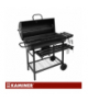 Grill ogrodowy, węglowy z pokrywą, półkami, popielnikiem i termometrem, 2 ruszty + pokrowiec + akcesoria, 108x67x96cm Kaminer 18908