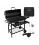 Grill ogrodowy, węglowy z pokrywą, półkami, popielnikiem i termometrem, 2 ruszty + pokrowiec + akcesoria, 108x67x96cm Kaminer 18908