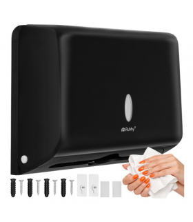 Pojemnik, podajnik na ręczniki papierowe, ZZ, dozownik naścienny z wizjerem, ABS, 27x20x10cm, czarny Ruhhy 18911