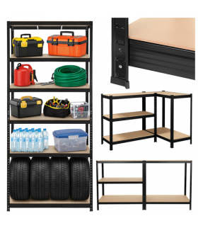 Regał metalowy magazynowy 5 półek czarny do garażu piwnicy 220x100x45cm 1000kg 1T Bigstren 18825