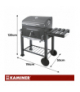 Grill węglowy ogrodowy z pokrywą i termometrem, 3 częściowy żeliwny ruszt, emaliowany z popielnikiem i kominem 116x70x110cm Kaminer 18912