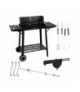 Grill węglowy ogrodowy z rożnem i rusztem górnym, osłoną i półkami + akcesoria 93x41x86cm Kaminer 18915