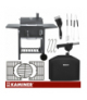 Grill węglowy ogrodowy z pokrywą i termometrem, żeliwny ruszt, emaliowany z popielnikiem, kominem i półkami 105x110x50cm Kaminer 18916