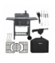 Grill węglowy ogrodowy z pokrywą i termometrem, żeliwny ruszt, emaliowany z popielnikiem, kominem i półkami 105x110x50cm Kaminer 18916