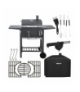 Grill węglowy ogrodowy z pokrywą i termometrem, żeliwny ruszt, emaliowany z popielnikiem, kominem i półkami 105x110x50cm Kaminer 18916