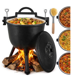 Kociołek żeliwny, garnek myśliwski, węgierski na ognisko, pieczonki, duszonki, emaliowany, stojący, 8L Kaminer 18922