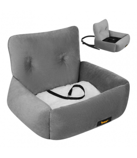 Fotelik samochodowy dla psa, kota, wodoodporny, transporter na siedzenie do auta, legowisko do samochodu, rozmiar S, do 2.5kg, 44x35x30cm, szary, Purlov 18918