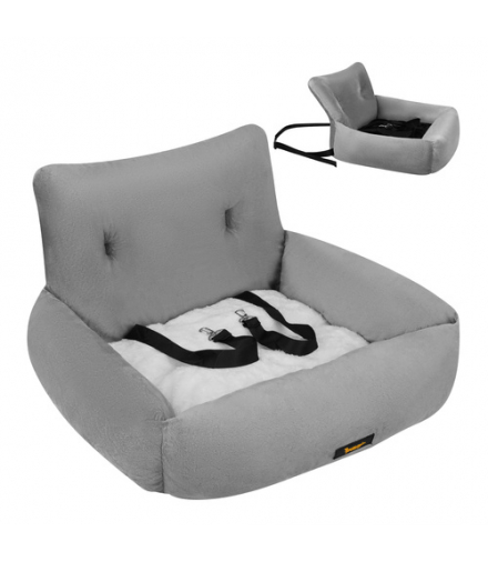 Fotelik samochodowy dla psa, kota, wodoodporny, transporter na siedzenie do auta, legowisko do samochodu, rozmiar L, do 4kg, 53x42x30cm, szary Purlov 18917