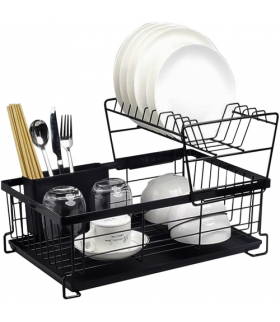 Suszarka do naczyń dwupoziomowa, stojąca, duża 43x29x27cm, ociekacz na naczynia i sztućce Ruhhy 18928