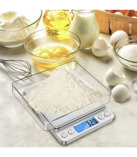 Waga kuchenna precyzyjna 0,01g x 500, elektroniczna jubilerska 0-0,5kg z podświetlanym wyświetlaczem + 2 misy LCD Ruhhy 18931