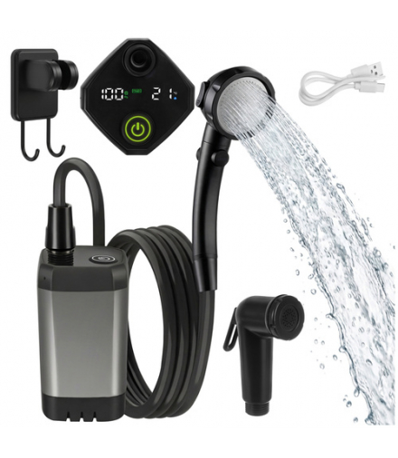 Prysznic turystyczny z pompką na akumulator, kempingowy, przenośny, polowy, 6000mAh, Trizand 18933