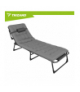 Leżak ogrodowy składany, regulowany + poduszka, łóżko turystyczne, plażowe, na taras, 192x68x28cm, 120kg, szary, Trizand 18925