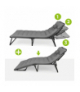 Leżak ogrodowy składany, regulowany + poduszka, łóżko turystyczne, plażowe, na taras, 192x68x28cm, 120kg, szary, Trizand 18925