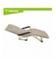 Leżak ogrodowy składany, regulowany + poduszka, łóżko turystyczne, plażowe, na taras, 177x60x30cm, 120kg, beżowy z grubą poduszką + zagłówek, Trizand 18880