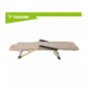 Leżak ogrodowy składany, regulowany + poduszka, łóżko turystyczne, plażowe, na taras, 177x60x30cm, 120kg, beżowy z grubą poduszką + zagłówek, Trizand 18880