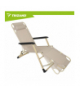 Leżak ogrodowy składany, regulowany + poduszka, łóżko turystyczne, plażowe, na taras, 177x60x30cm, 120kg, beżowy z grubą poduszką + zagłówek, Trizand 18880