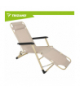 Leżak ogrodowy składany, regulowany + poduszka, łóżko turystyczne, plażowe, na taras, 177x60x30cm, 120kg, beżowy z grubą poduszką + zagłówek, Trizand 18880