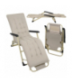 Leżak ogrodowy składany, regulowany + poduszka, łóżko turystyczne, plażowe, na taras, 177x60x30cm, 120kg, beżowy z grubą poduszką + zagłówek, Trizand 18880