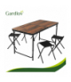 Stół ogrodowy składany z 4 krzesłami, komplet w walizce, stolik turystyczny, na taras, do ogrodu, czarny z drewnopodobnym blatem Gardlov 18904