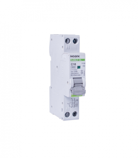 Wyłącznik różnicowoprądowy z zabezpieczeniem nadprądowym RCBO Elektroniczny, 1P+N, B25, 30mA, AC, 6kA, 1 moduł, Ex9NLE EL, NOARK 111150