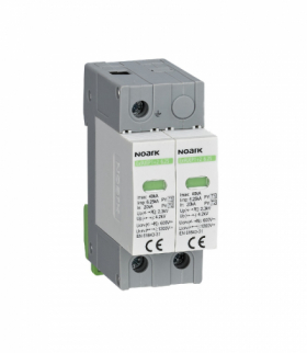 Ogranicznik przepięć SPD PV B+C z wbudowanym stykiem pomoc. typ I+II, 500 V DC, 2 moduły, dla nieuziemionych systemów PV Ex9UEP1+2 6.25R 2P 500 EU NOARK 111746