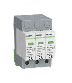 Ogranicznik przepięć SPD PV B+C typ I+II, 1000 V DC, 3 moduły, dla uziemionych systemów PV Ex9UEP1+2 6.25 3P 1000 EU NOARK 111759 