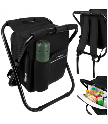 Krzesło wędkarskie z plecakiem i komorą termiczną, turystyczne, 3w1, składane, metalowa lekka i wytrzymała konstrukcja z szybkim składaniem, 150kg Trizand 27333 18949