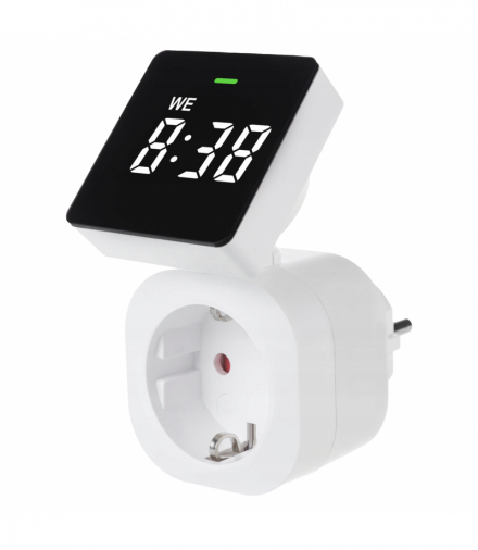 Programator czasowy, elektroniczny, 24h, Schuko, watomierz do gniazdka HAND Home W-72035