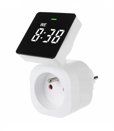 Programator czasowy, elektroniczny, 24h, watomierz do gniazdka HAND Home W-72034