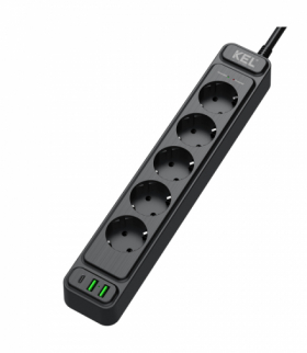 Listwa przepięciowa, 5 gniazd 2p+Z oraz gniazdami 2xUSB A + 1xUSB C, 1,5m, SCHUKO , KEL KEL W-01489