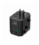 Uniwersalny adapter podróżny, sieciowy (EU, UK, US, AU), szybkie ładowanie 1xUSB-A + 1xUSB-C, PD20W+QC KEL W-00530